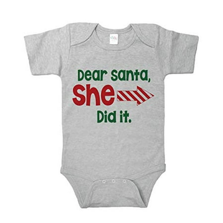 

7 ate 9 Apparel Funny Kids Santa Christmas Onepiece Grey