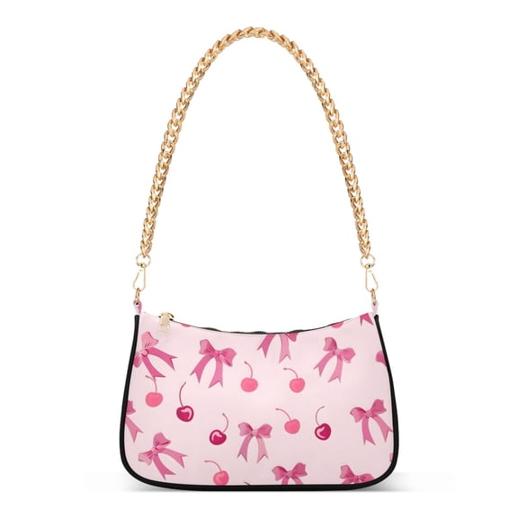ALAZA Bows and Cherry Women's Chain Shoulder Bag Hobo Handbag Tote Crossbody Purse