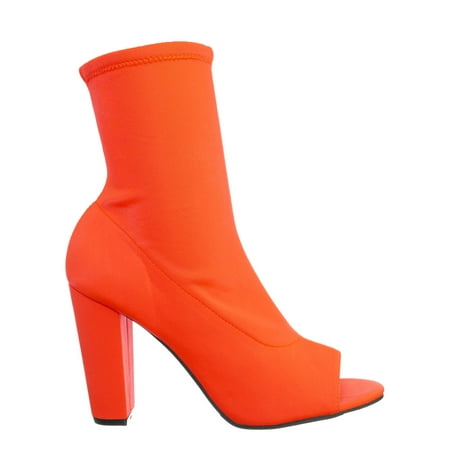 peep toe block heel bootie