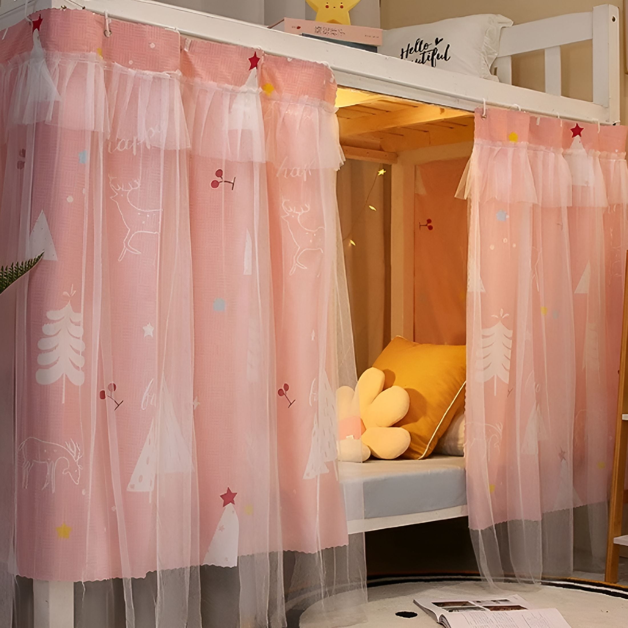 LAMIRO Dorm Bottom Bunk Bed Curtains Privacy Curtains Dustproof Breathable Blackout Curtains Panels Privacy Underbed Loft Bed Canopy Tent Curtain Shading Nets for Single Bed Home 2 Panels