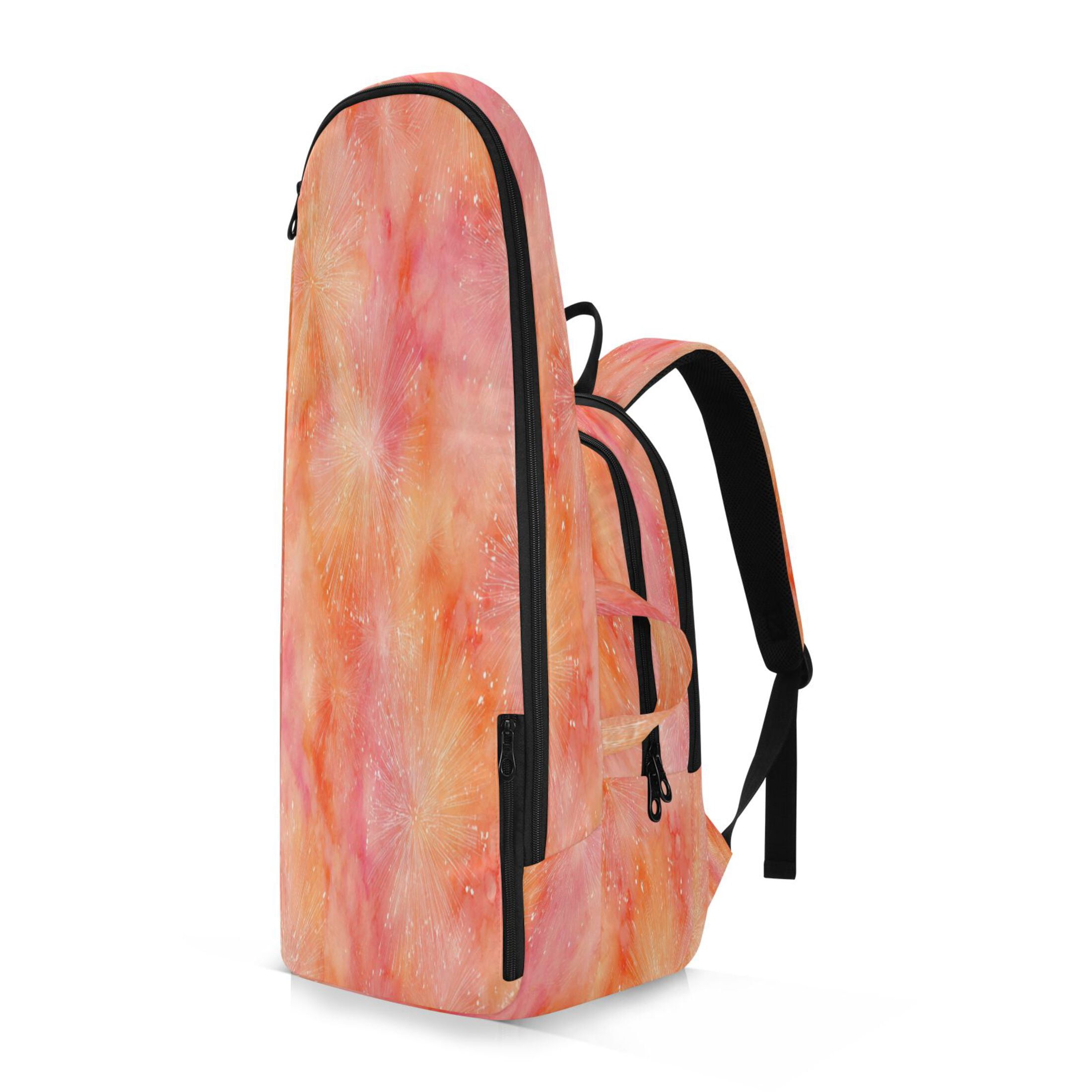 2 Racquet Holder Tennis Backpack Tennis Racket Covers Gym Bags Orange Tie-dye Firework