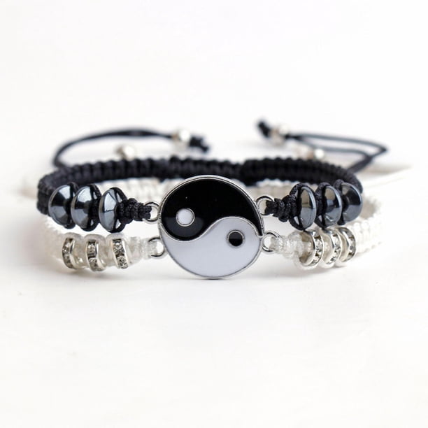 Pulseras para 2 pulseras de cordón ajustable Yin Yang a juego regalo de relación de amistad