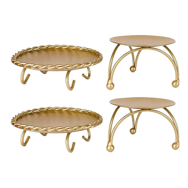 Candelabro Candelabros Dorados Juego de 4 Placa Decorativa de Pilar de Hierro Hecho Una Mano Pieza Central de Candelabro Fit LED Y Velas de Pedestal Soporte de Vela