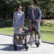Jeep Sport All-Terrain Stroller Wagon by Delta Children - Includes Canopy, Parent Organizer, Adjustable Handlebar, Snack Tray & Cup Holders, Grey/Olive Green