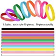 thumbnail image 2 of 100 piezas de pulseras de silicona en blanco Pulsera de goma de color sólido Pulsera de silicona elástica, 2 of 4