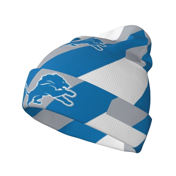 Detroit Football Team Print Knitted Hat Soft Stretch Winter Cuff Beanie City Classic Hat for Men Women Game Fans Gifts
