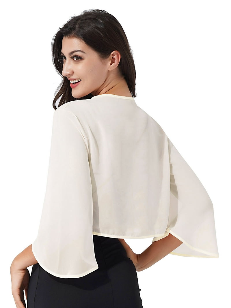 champagne bolero for wedding dress Champagne 3D Lace Floral Wedding Cape Bridal Bolero with Pin Wedding Accessories