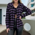 thumbnail image 2 of iHPH7 Womens Shacket Fall Outfits for Women Plaid Jacket for Woman Streetwear Women Plaid Shacket Womens Jackets Casual Women's Outerwear Purple L, 2 of 6