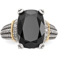 thumbnail image 5 of 14K/Silver Two-Tone Sterling Silver With 14K Black Onyx & White Diamond Ring (Size 7) Made In Thailand qtc1205-7, 5 of 5