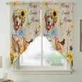 thumbnail image 2 of Sunflowers Dog Swag Valances for Windows, Kitchen Curtains 36 Inch Length 2 Panels Set, Spring Watercolor Floral Stars on Linen Short Curtains for Small Windows Rod Pocket Cafe Curtains 28"x36", 2 of 8