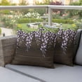 thumbnail image 4 of Wisteria Pillow Covers 2 Pack Spring Watercolor Light Purple Floral Brown Wood Grain Pillowcase Waterproof Outdoor Throw Pillow Cover for Patio Garden Square Cushion 18”x18”, 4 of 9