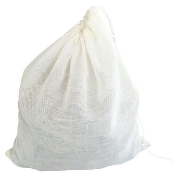 1 bolsa reutilizable con cordón para frutas, bolsa de tela de malla filtrante extra grande (blanco)