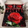 thumbnail image 2 of Homewish Valentine'S Day Rose Queen Sheet Sets,Romance Flower Floral Flat Sheet,Black Red Queen Fitted Sheet For Men Women,Luxury Bedroom Decor,4-Piece, 2 of 7