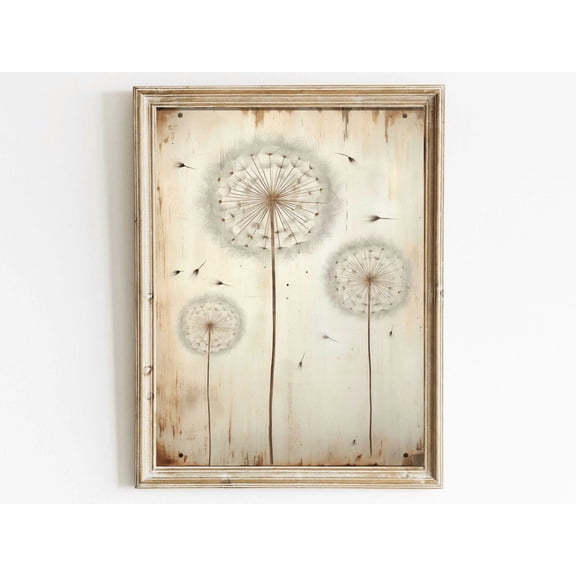 Vintage Flower Wall Art, Dandelion Art Print, Rustic Floral Home Decor, Farmhouse Country Style Art, Wall Decor Wall Art, Modern Wall Decor, 8x12 UNFRAMED