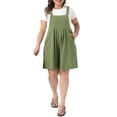 thumbnail image 2 of Agnes Orinda Women's Plus Size Overall Shorts Adjustable Strapes Sleeveless Pleated Jumpsuit Rompers Summer Casual Overalls Shortalls with Pocket 3X Green, 2 of 6
