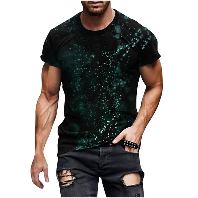 Chemises à Manches Courtes pour Hommes Nouvelle Mode T-Shirt pour Hommes Impression 3D Faisceau de Ciel Non Localisé T-Shirt à Manches Courtes à Col Rond Haut de Sport Décontracté Blouses Chemises pour Hommes Manches Courtes