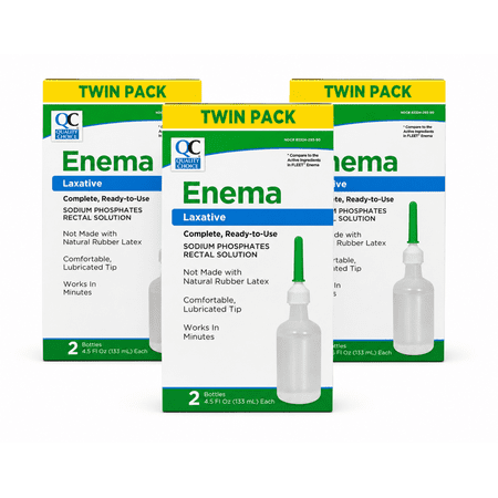 QC Enema Twin Pack, 4.5 oz Saline Laxative, 2 Count, Unisex, Unscented 3 Pack