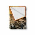 thumbnail image 2 of Safari Soft Flannel Fleece Blanket, Leopard Sitting on Dry Tree at Sunset Danger in the Air Big Cat with Spotted Form, Cozy Plush for Indoor and Outdoor Use, 70" x 90", Orange Brown, by Ambesonne, 2 of 6
