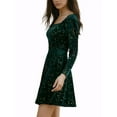 thumbnail image 4 of INSPIRE CHIC Women's Party Dresses Stars Print Square Neck Vintage Prom Mini Velvet Dress M Green, 4 of 7