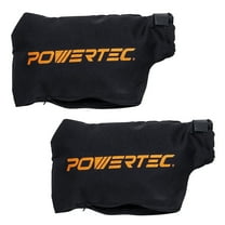 POWERTEC 2PK Miter Saw Dust Collector Bag for 10", 12" Miter Saw, Fits Nominal 2-1/2" Dust Ports, Hook and Loop Dust Bag w/Zipper and Wired Adjustable Stand for Belt Sander, 75075-P2