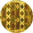 thumbnail image 1 of Ahgly Company Machine Washable Indoor Round Oriental Yellow Modern Area Rugs, 8' Round, 1 of 4