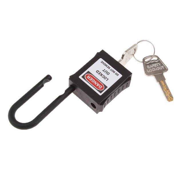 pitrice PL38-KD 38 mm PVC Curved Safety Lockout Padlock Black