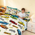 thumbnail image 4 of Erosebridal Cartoon Race Car King Sheets, Colorful Bedding, Blue Border 4pcs (1 Flat Sheet, 1 Fitted Sheet and 2 Pillowcases), 4 of 6