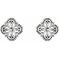 thumbnail image 2 of 925 Sterling Silver Friction Backs Included Polished Vintage-inspired Clover Earring Stud Earring for Women, 2 of 2