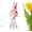 Pink, variant on Bunny Cake Topper, Spring Themed Tree Topper With Coil Base, Soft Plush Tree Accent, Suitable For Home Use
