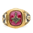 thumbnail image 4 of 14K Yellow Gold Ring Band Themed Men's Ruby, Lab Created Red, Size 8, 4 of 5