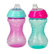 Nuby 2 Pack 10 Oz. Clik-It Cup with Silicone Spout, Pink & Aqua