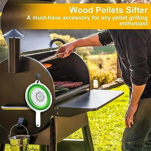 Wood Pellets Sifter, 3 Pack Food Strainer with Handle, Foldable and Portable Sifter for Wood Pellets, Pellets Sifting Pan Sieve, Charcoal Pellets Pellet Grill Accessories for Filte