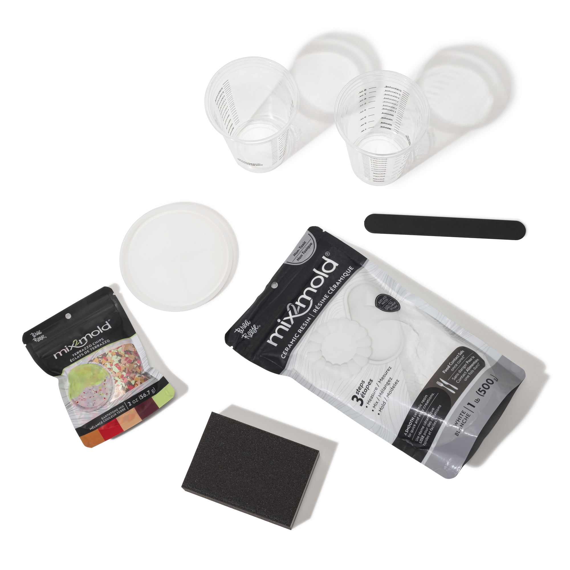Brea Reese Mix2Mold Terrazzo Ceramic Coaster Kit - DIY  6 Coasters, All-In-1 Craft, Pastel Terrazzo, Silicone Mold-Resin-Accessories, Just Add Water