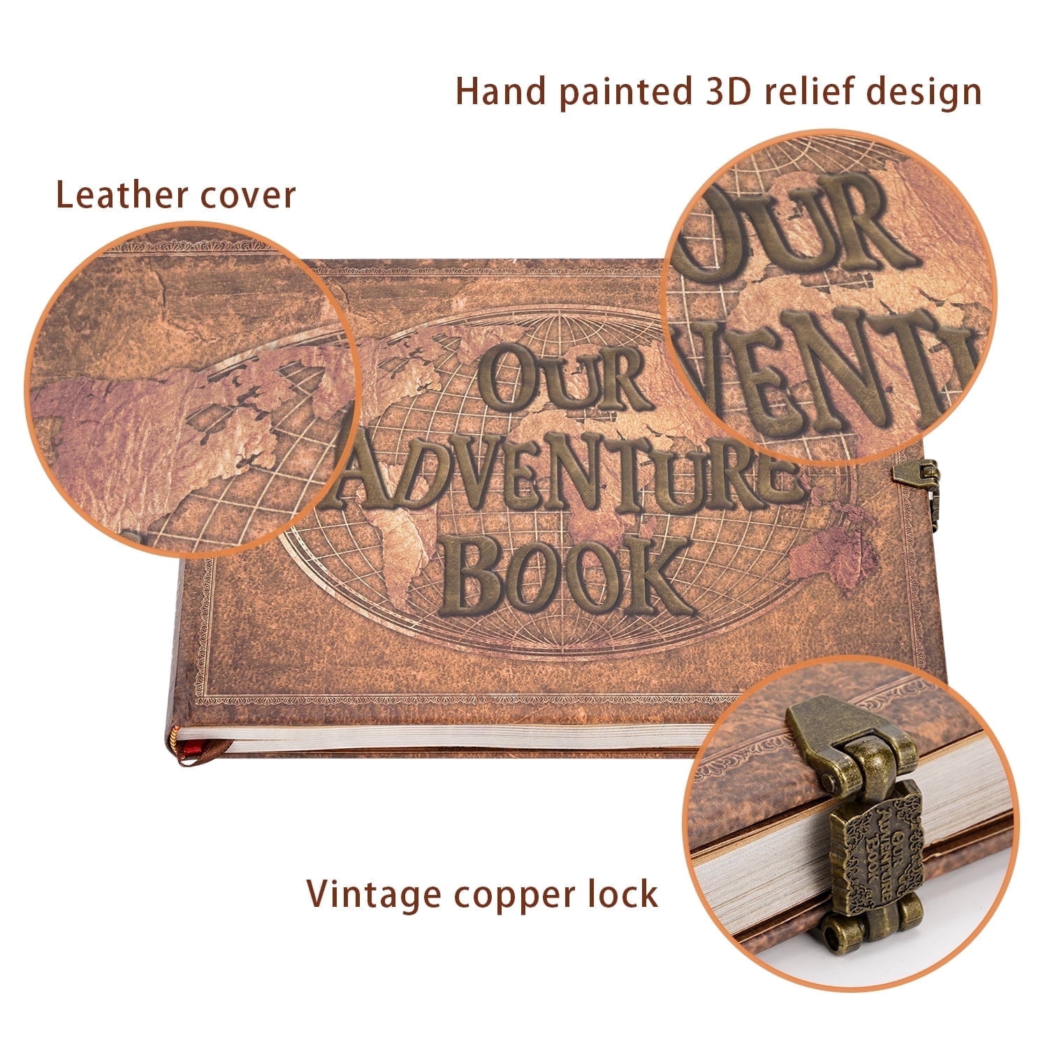 Nuao 180 Pages Our Adventure Book Scrapbook Photo Album, Leather Hardcover Travel Scrap Books Memory Book Gift for Anniversary Wedding Mother's Day