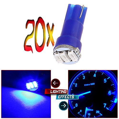 cciyu 20 Pack Blue T5 37 73 74 Wedge 3-SMD Speedometer Gauge Cluster LED Light Bulbs 