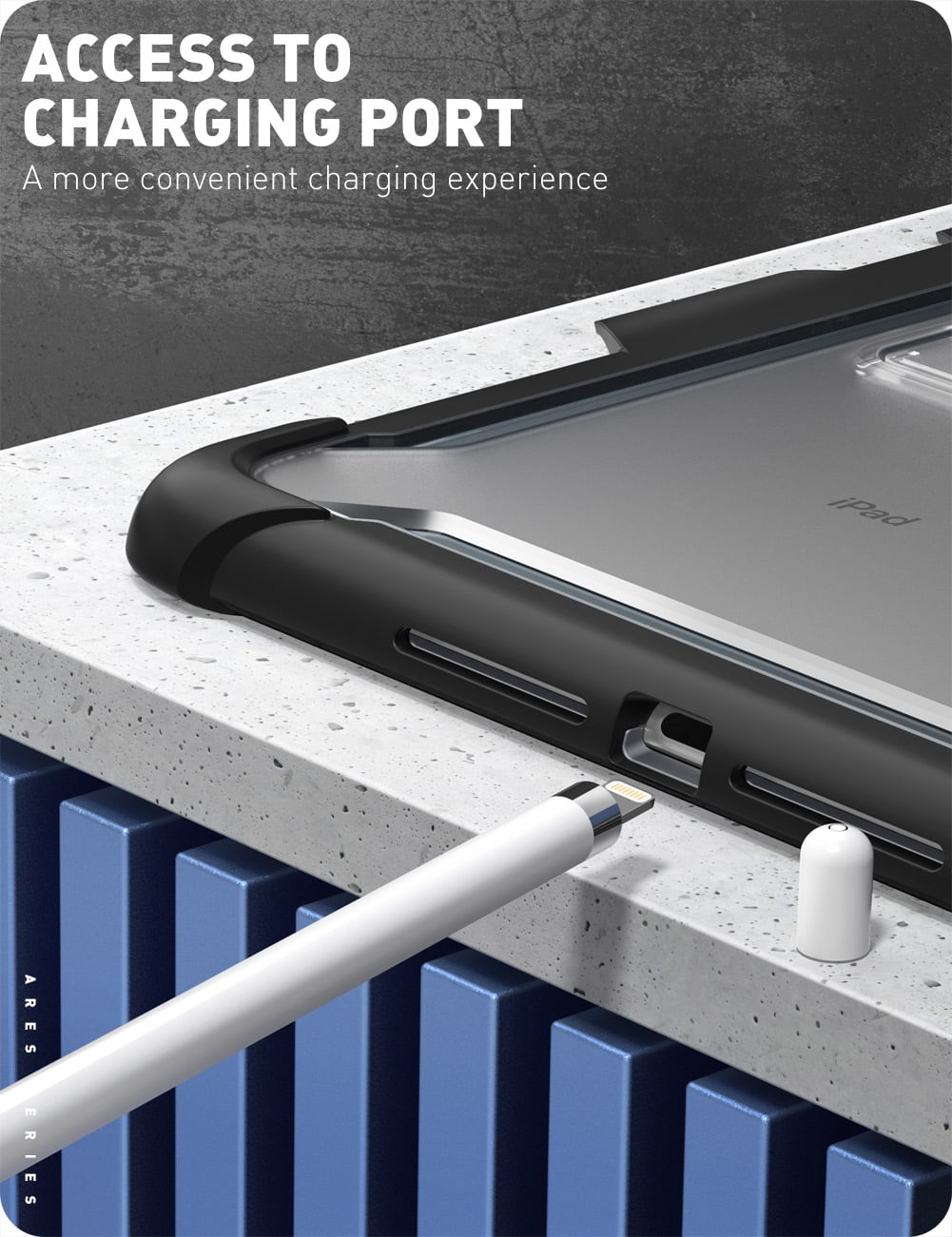 i-Blason Ares Case for New iPad 9th/8th/7th Generation, iPad 10.2 2021/2020/2019 Case, Full-Body Kickstand with Built-in Screen Protector Cover with Pencil Holder (Black)