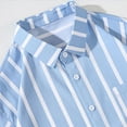 thumbnail image 5 of WREESH Men's Casual Striped Button Down Shirts Fashion Short Sleeve Shirt with Personalized Striped Design Blue, 5 of 9