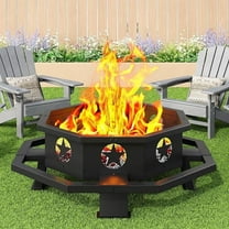 43 inch Fire Pit, Outdoor Wood Burning Fire Pit Octagonal Heavy Duty Firepit for Camping, Backyard, Patio, Black