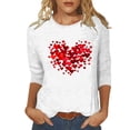 thumbnail image 1 of Staron Liquidation Chemises de la Saint-Valentin pour Femmes Col Rond Manches 3/4 Blouses T-Shirts Basiques T-Shirt Graphique Imprimé Cœur Hauts Décontractés Chic Décontracté T-Shirt, 1 of 5