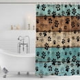 thumbnail image 2 of Aqua Brown Shower Curtain, Waterproof Shower Curtains for Bathroom, Rustic Farmhouse Dog Paw Vintage Washable Fabric Bathtub Curtain Set Bath Decor with 12 Hooks Standard 72"x72", 2 of 6