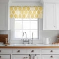thumbnail image 3 of Yellow Geometric Valance Curtains for Kitchen/Living Room/Bathroom/Bedroom Window, Rod Pocket Small Topper Half Short Window Curtains Voile Sheer Scarf, Morocco Modern Abstract Plaid Art 54"x18", 3 of 8