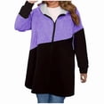 thumbnail image 4 of Sakmal Duster Jackets for Women Zip Up Long Purple Jacket Fashion Patchwork Tops for Women, 4 of 5