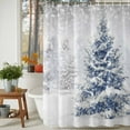 thumbnail image 3 of Christmas Tree Shower Curtains for Bathroom, Winter Snowflakes Blue Abstract Art Decoration Waterproof Fabric Shower Curtain for Bathroom Bathtub Decoration, Machine Washable, 36"x72", 3 of 9
