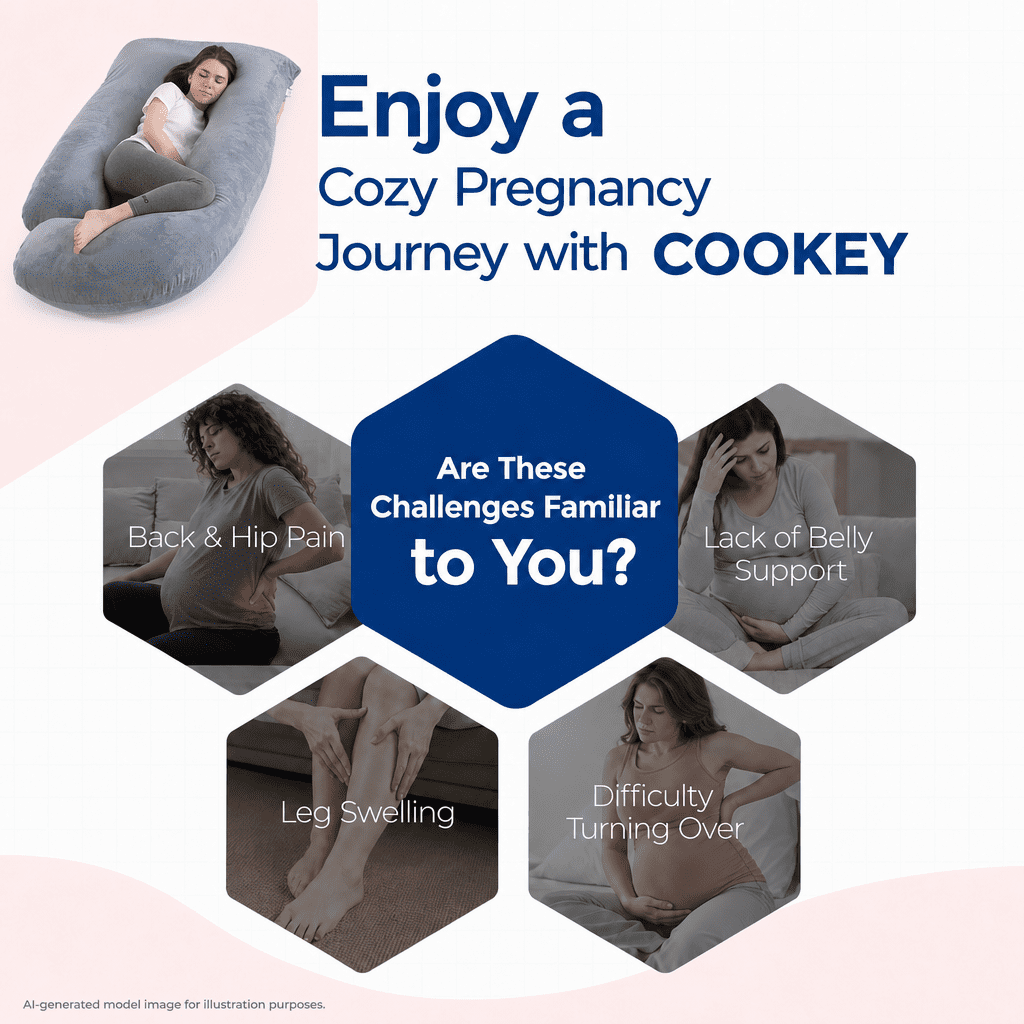 COOKEY Pregnancy Pillow with Removable Velvet Cover,U Shaped Full Body Maternity Pillows for Sleeping,72inch,Dark Gray