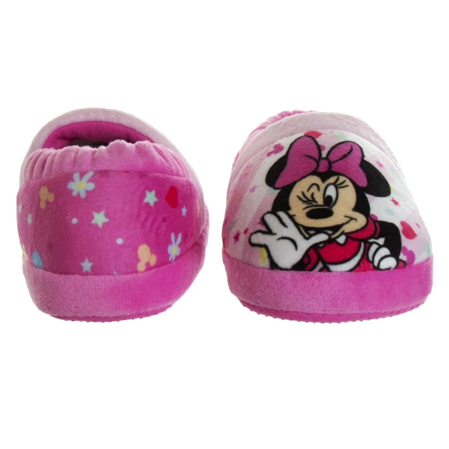 Disney Minnie Mouse "Happy Go Lucky" Girls Dual Sizes Slippers, Pink, 5-6