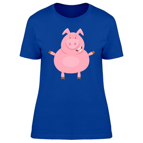 Funny Pig Cartoon T-Shirt Women -Image by Shutterstock, Female Large
