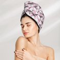 thumbnail image 2 of Yiaed Pineapple Flamingo Print Hair Cap with Button,Coral Fleece Hair Towel Wrap for Women Wet Hair,Quick Dry Turban for Wet Hair Long Thick Hair, 2 of 5
