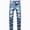 1-Blue, variant on Men's Ripped Jeans Slim Fit Stretch Denim Pants Zipper Button Distressed Fashion Comfort Lounge Trousers
