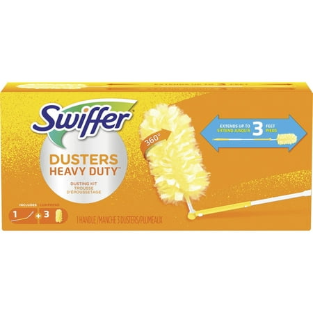 Swiffer Dusters Heavy Duty Extendable Handle Starter Kit (1 Handle, 3 Dusters)