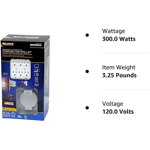 Reliance Control Corporation WKPBN30 Portable Generator ThroughThe